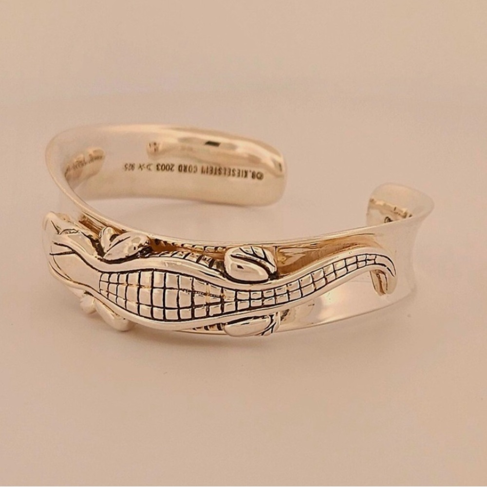 Barry Kieselstein Cord 2003 sterling silver & diamond alligator cuff bracelet
